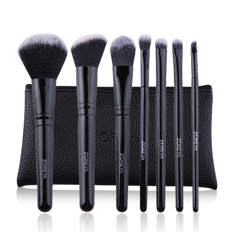 Black Classic Wooden Make Up Brush Set - 7PCS