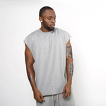 Load image into Gallery viewer, Sleeveless Hip Hop Plain Plus T-Shirt - Gray
