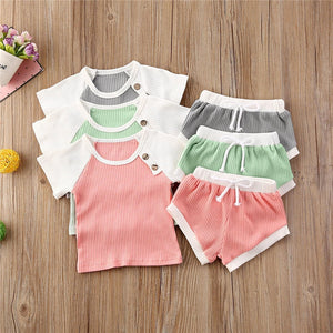 Ribbed Knitted Toddler T-shirts & Shorts