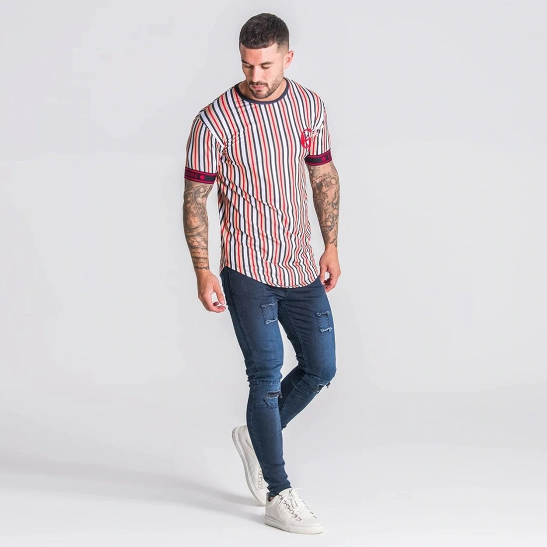 Beverlia Summer SikSilk Male T Shirt Silk Silk Tshirt O-Neck Short Funny Mens Shirts T Shirts Sik Silk Men Tops Tees styles fashion trends 2020. Menswear outfits apparel summer wear for men. Wear men new best t shirt design cheap clothes online. vertical striped shirt striped t shirt guess striped shirt sik silk sale