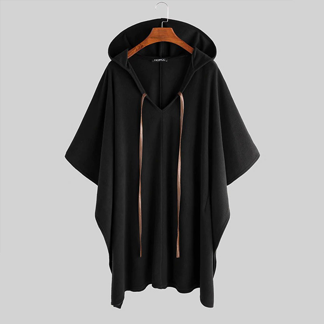 Beverlia Fashion Men Cloak Coats Hooded Solid Color Cape Poncho 2020 Loose V Neck Streetwear Coat Irregular Men Long Trench Mens style 2020 Mens Clothing cloak jacket .Mens cape coat vintage cape coat jackets sale styles long jackets for mens ponchos and capes streetwear jackets clothing brands long trench coat men