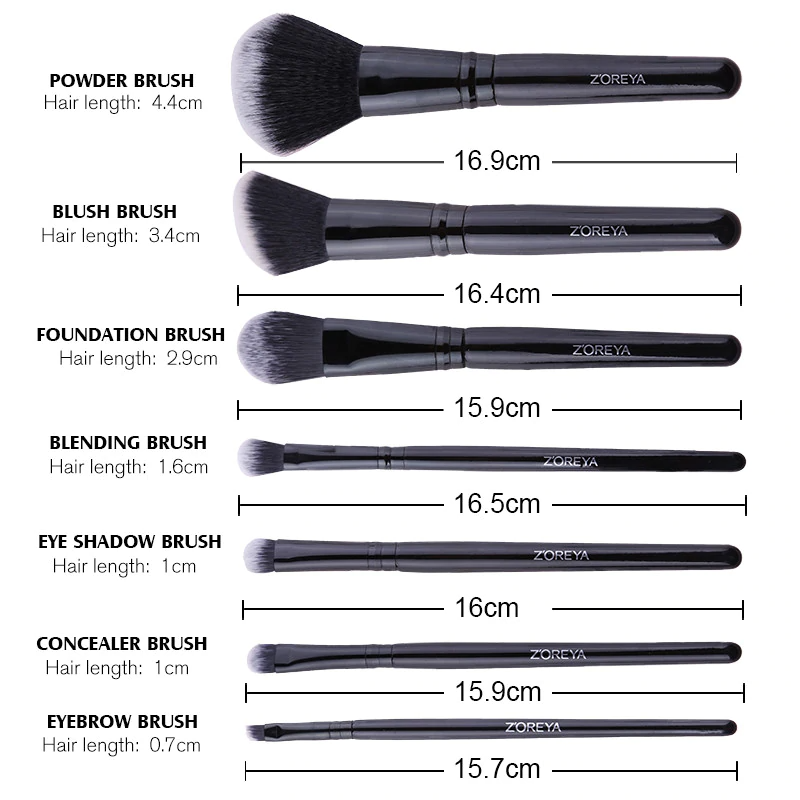 Black Classic Wooden Make Up Brush Set - 7PCS