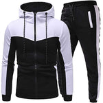 Load image into Gallery viewer, Men’s Clothing 2020 Men’s Fashion &amp; Style, Shop USA Brand Men&#39;s Clothes At Beverlia.  Discover Activewear, Athletic clothes, Sport clothes &amp; Apparel, Sportswear, Gym Wear &amp; Bodybuilding Workout Clothes. Choose Latest Sport Clothes From Favorite Brands. Solid Splice Jogger Tracksuit Zipper Hoodies Pants Sportswear
