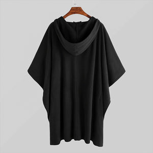 Beverlia Fashion Men Cloak Coats Hooded Solid Color Cape Poncho 2020 Loose V Neck Streetwear Coat Irregular Men Long Trench Mens style 2020 Mens Clothing cloak jacket .Mens cape coat vintage cape coat jackets sale styles long jackets for mens ponchos and capes streetwear jackets clothing brands long trench coat men