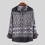 Load image into Gallery viewer, Beverlia 2020 Ethnic Style Printed Shirt Men Lapel High Street Button Vintage Camisa Long Sleeve Mens Brand Hawaiian Shirts Mens style 2020 Clothing  long sleeve shirts For Men Best high street t shirts Men tees New Hawaiian shirts tropical shirts for men cheap trendy clothes online for mens trendy clothing websites
