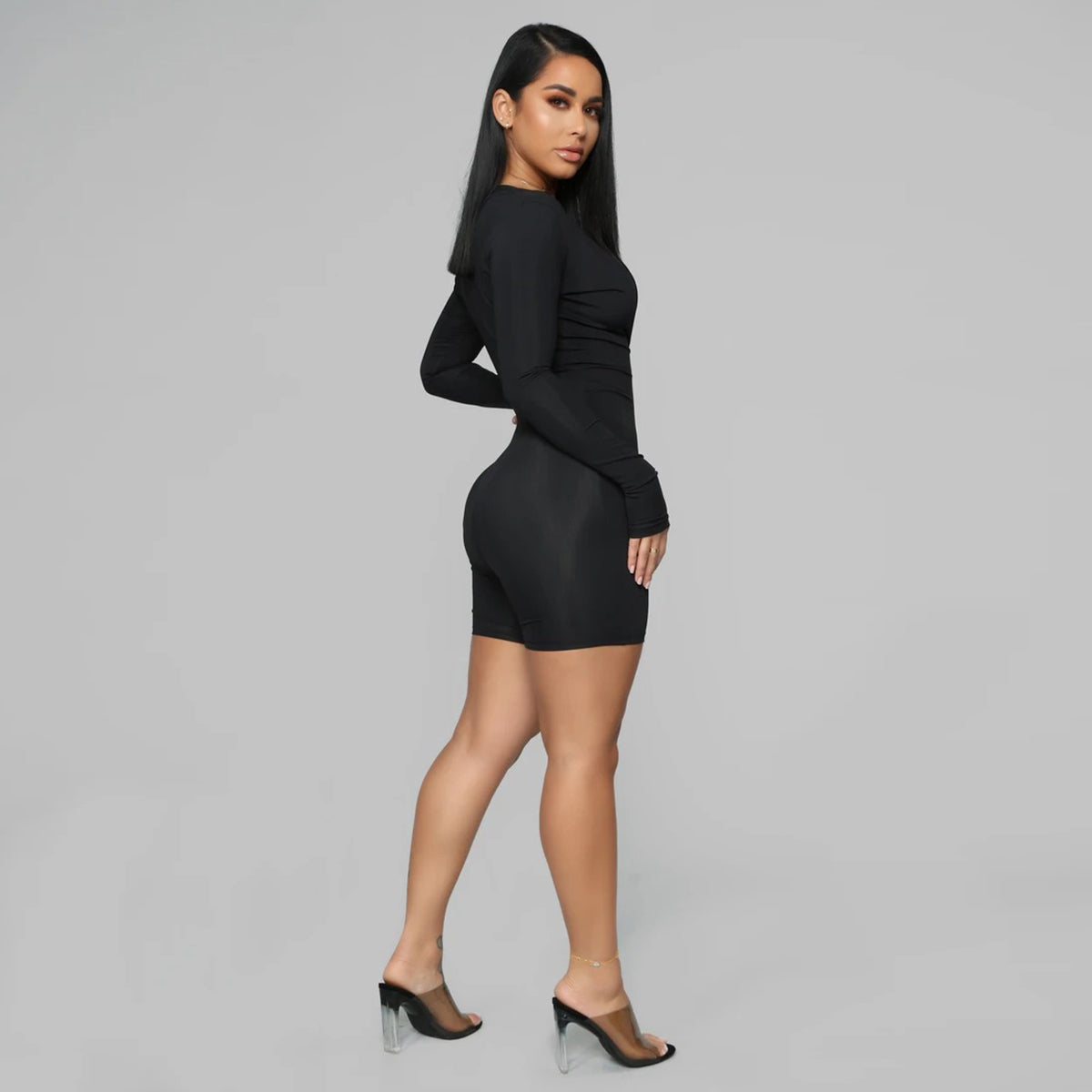 Long Sleeve Electric Feelings Romper - Black