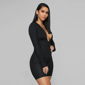 Long Sleeve Electric Feelings Romper - Black