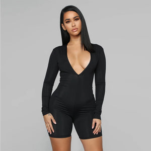 Long Sleeve Electric Feelings Romper - Black