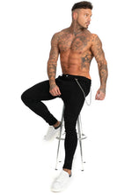 Load image into Gallery viewer, Black Jeans With Iron Chain
