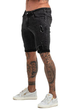 Load image into Gallery viewer, Ripped Black Short Skinny Jeans
