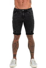 Load image into Gallery viewer, Ripped Black Short Skinny Jeans
