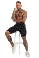 Load image into Gallery viewer, Ripped Black Short Skinny Jeans
