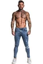 Load image into Gallery viewer, Blue Ripped Skinny Jeans
