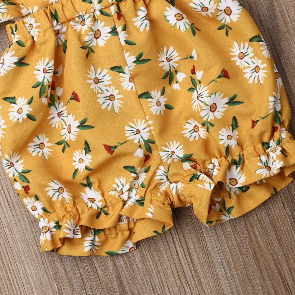 Fly Sleeve Ruffle Romper - Sunflower Yellow