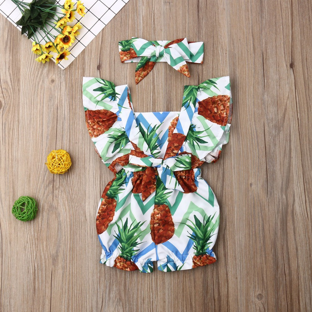 Fly Sleeve Ruffle Romper - Pineapple Brown