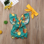Load image into Gallery viewer, Fly Sleeve Ruffle Romper- Pineapple Green

