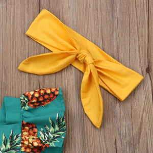 Fly Sleeve Ruffle Romper- Pineapple Green