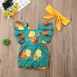 Load image into Gallery viewer, Fly Sleeve Ruffle Romper- Pineapple Green
