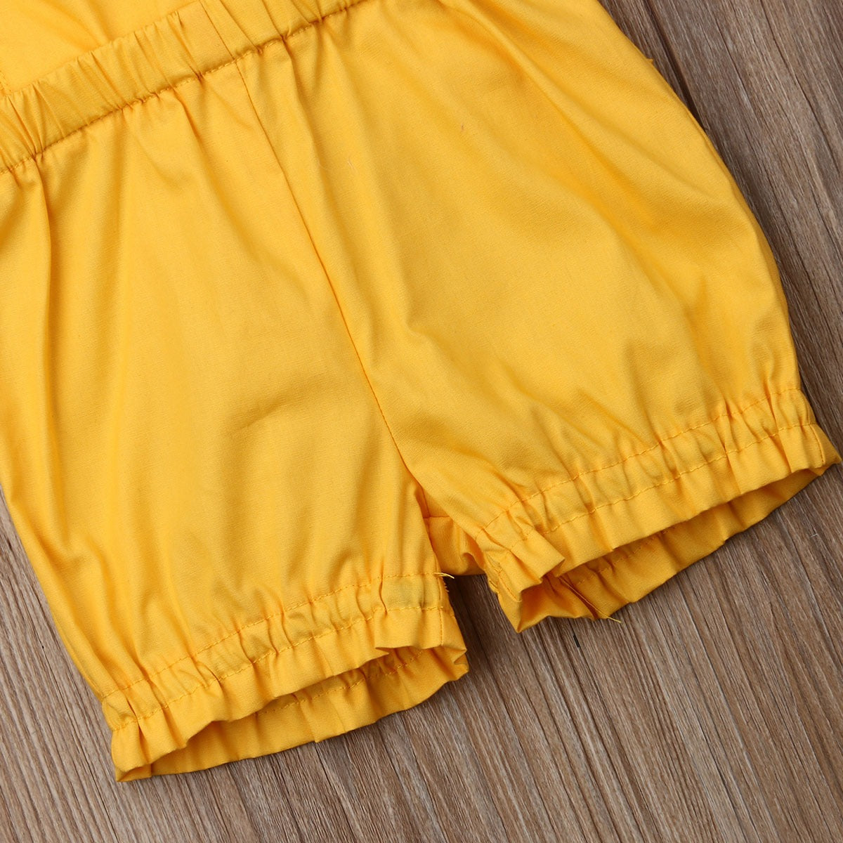 Fly Sleeve Ruffle Romper - Solid Yellow