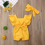 Load image into Gallery viewer, Fly Sleeve Ruffle Romper - Solid Yellow
