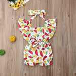Load image into Gallery viewer, Fly Sleeve Ruffle Romper - Watermelon
