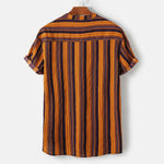 Load image into Gallery viewer, Beverlia Fashion Striped Men Shirt Stand Neck Button Streetwear Casual Brand Shirts Men Hip-hop Short Sleeve Pullover Tops Camisa 2020 Mens pullover tops hip hop t shirts big and tall hip hop clothing hip hop band tees striped shirt short sleeve Red striped shirt mens stand up collar shirt.
