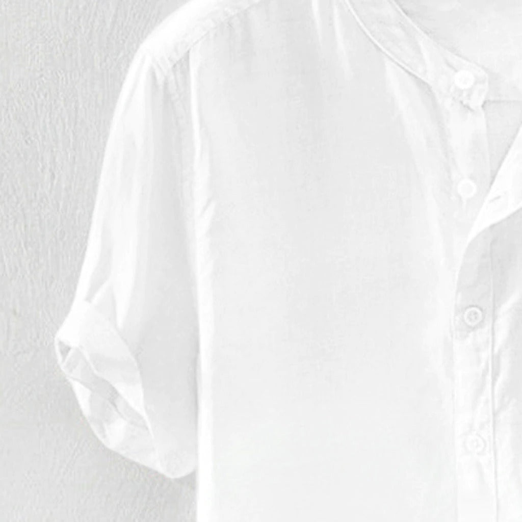 Collar Solid Cotton Shirt