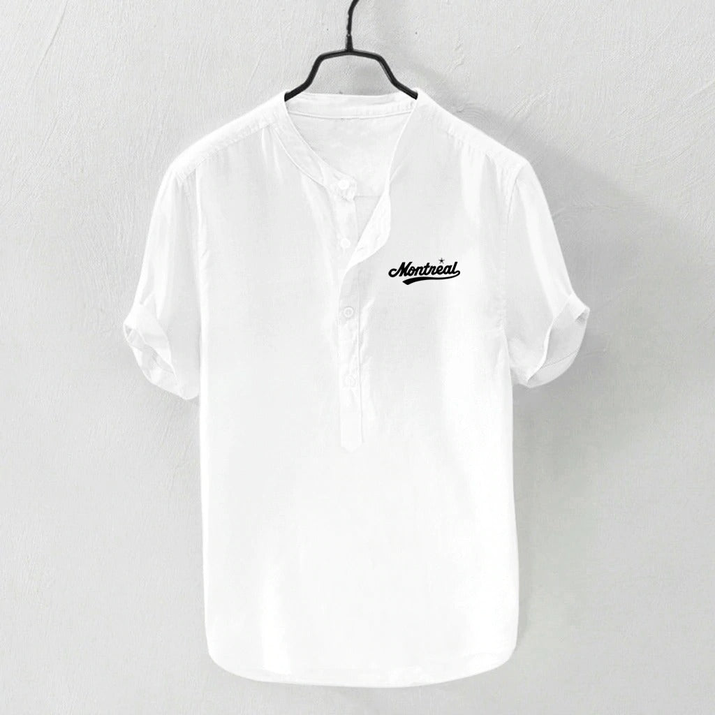 Collar Solid Cotton Shirt