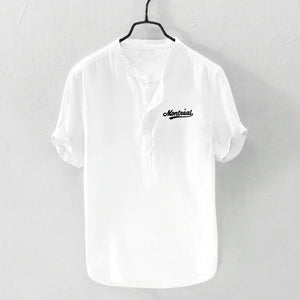 Collar Solid Cotton Shirt