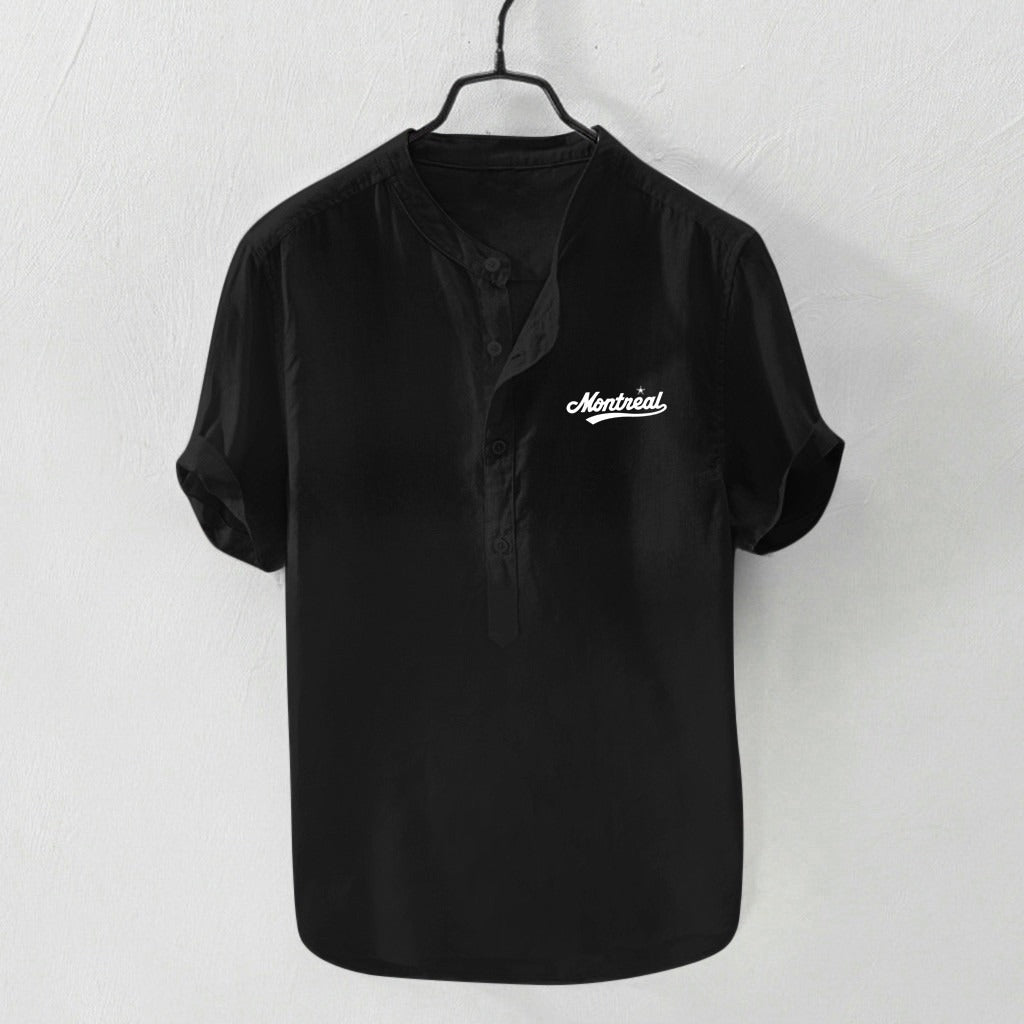 Collar Solid Cotton Shirt