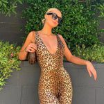 Load image into Gallery viewer, Leopard V Neck Fitness Playsuits
