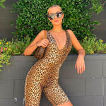 Load image into Gallery viewer, Leopard V Neck Fitness Playsuits
