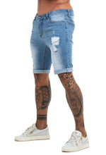 Load image into Gallery viewer, Ripped Light Blue Short Jeans
