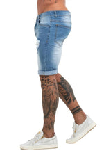 Load image into Gallery viewer, Ripped Light Blue Short Jeans
