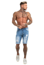 Load image into Gallery viewer, Ripped Light Blue Short Jeans
