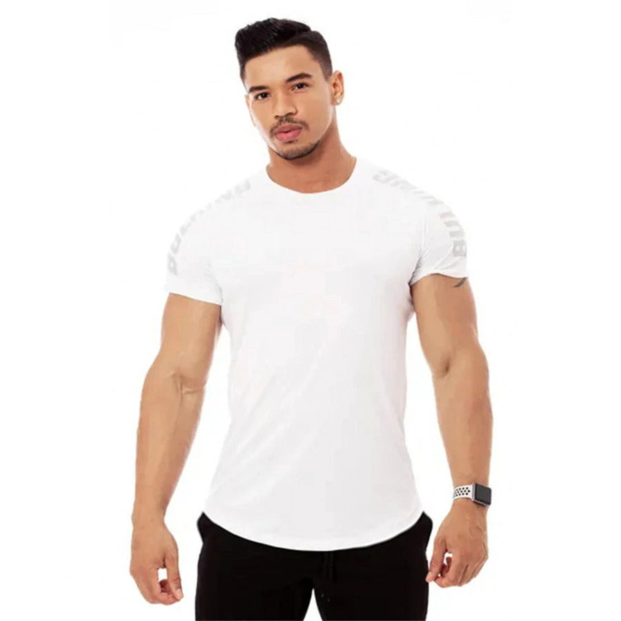 White Skinny Gym Fitness T-Shirts