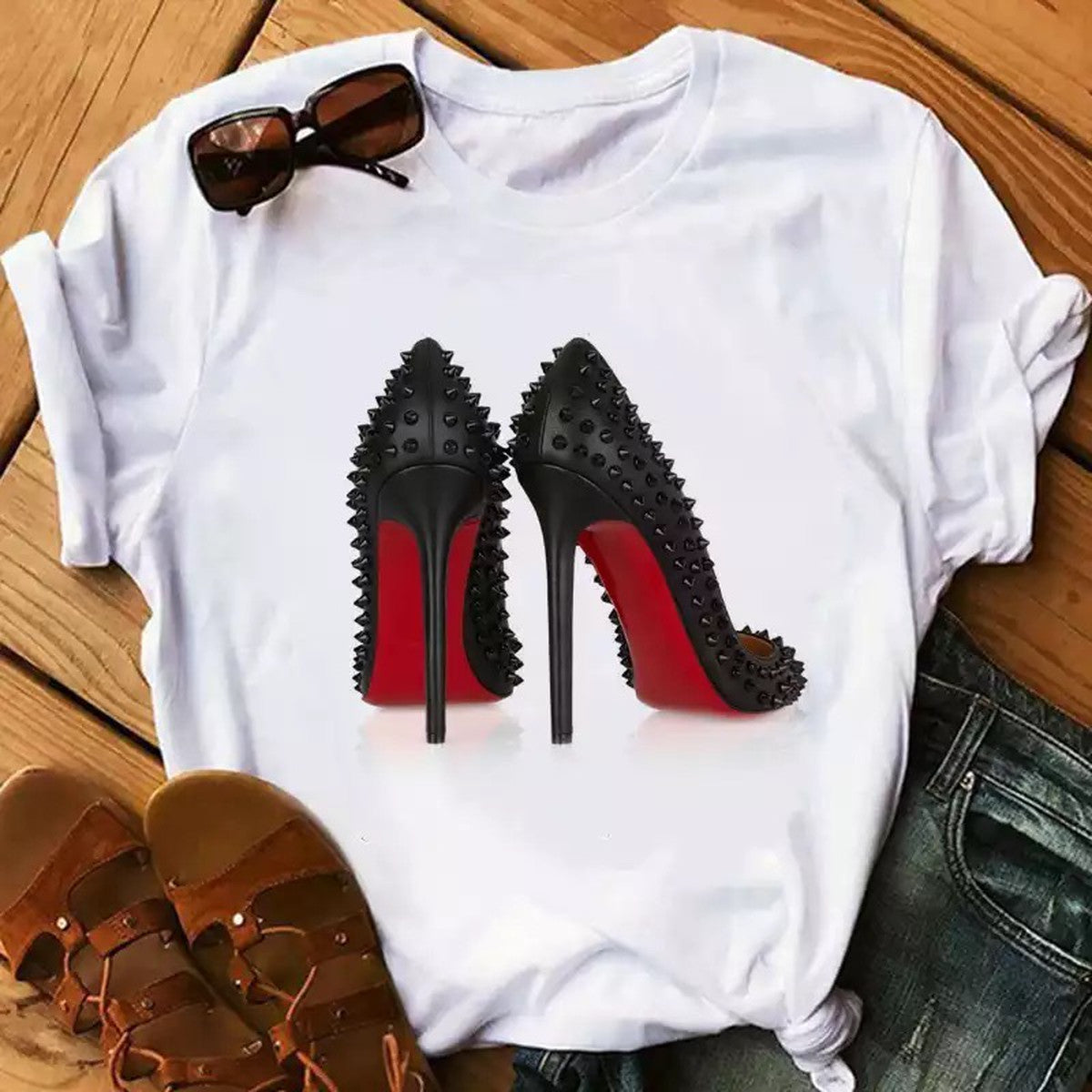 High Heels Shoes Print Vogue T-Shirt
