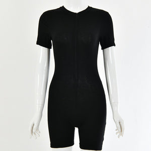 Beverlia Black Gray Bodycon Playsuit Women Wear On Both Sides Sexy Jumpsuit Autumn 2020 Zip Up Party Club Romper Jumpsuits Shorts playsuits  cheap playsuits bodycon jumpsuit Black Gray playsuit short sleeve playsuit club outfits black zip up top womens ladies girls short sleeve party pants girlss brand club shorts