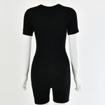 Load image into Gallery viewer, Beverlia Black Gray Bodycon Playsuit Women Wear On Both Sides Sexy Jumpsuit Autumn 2020 Zip Up Party Club Romper Jumpsuits Shorts playsuits  cheap playsuits bodycon jumpsuit Black Gray playsuit short sleeve playsuit club outfits black zip up top womens ladies girls short sleeve party pants girlss brand club shorts
