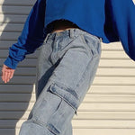 Load image into Gallery viewer, Beverlia Womens Clothing Womens Fashion |   Women Streetwear Straight 2020  lookbook female streetwear online cheap womens streetwear summer streetwear patchwork jeans custom designer high waisted jeans levis plus size target straight leg jeans cotton cargo pants womens 100 cotton cargo pants cargo work pants
