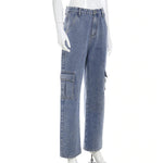 Load image into Gallery viewer, Beverlia Womens Clothing Womens Fashion |   Women Streetwear Straight 2020  lookbook female streetwear online cheap womens streetwear summer streetwear patchwork jeans custom designer high waisted jeans levis plus size target straight leg jeans cotton cargo pants womens 100 cotton cargo pants cargo work pants
