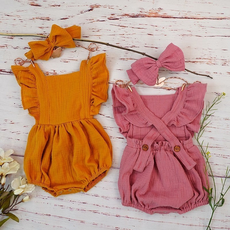 Double Gauze Ruffle Romper & Headband