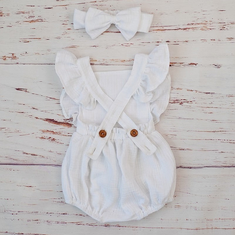 Double Gauze Ruffle Romper & Headband