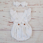 Load image into Gallery viewer, Double Gauze Ruffle Romper &amp; Headband
