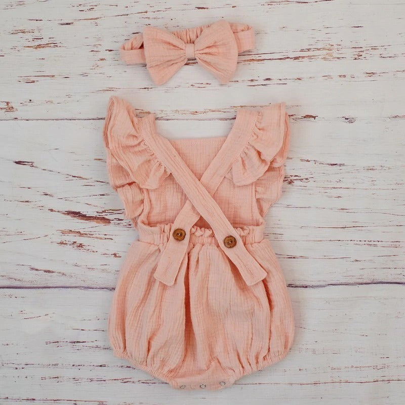 Double Gauze Ruffle Romper & Headband