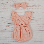 Load image into Gallery viewer, Double Gauze Ruffle Romper &amp; Headband
