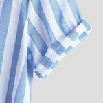 Load image into Gallery viewer, Beverlia Men&#39;s Sexy Slim Fit Striped Shirts Male Casual Streetwear High Street shirt Men Summer Short Sleeves Shirt Tops Sexy attractive clothes for mens fashion shirts. striped shirts striped shirt black white yellow red Navy Blue shirt mens streetwear button up shirts designs streetwear clothing official brands
