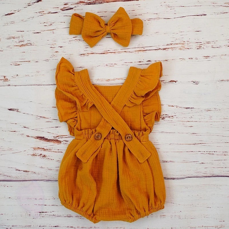 Double Gauze Ruffle Romper & Headband