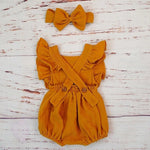 Load image into Gallery viewer, Double Gauze Ruffle Romper &amp; Headband
