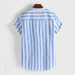 Load image into Gallery viewer, Beverlia Men&#39;s Sexy Slim Fit Striped Shirts Male Casual Streetwear High Street shirt Men Summer Short Sleeves Shirt Tops Sexy attractive clothes for mens fashion shirts. striped shirts striped shirt black white yellow red Navy Blue shirt mens streetwear button up shirts designs streetwear clothing official brands
